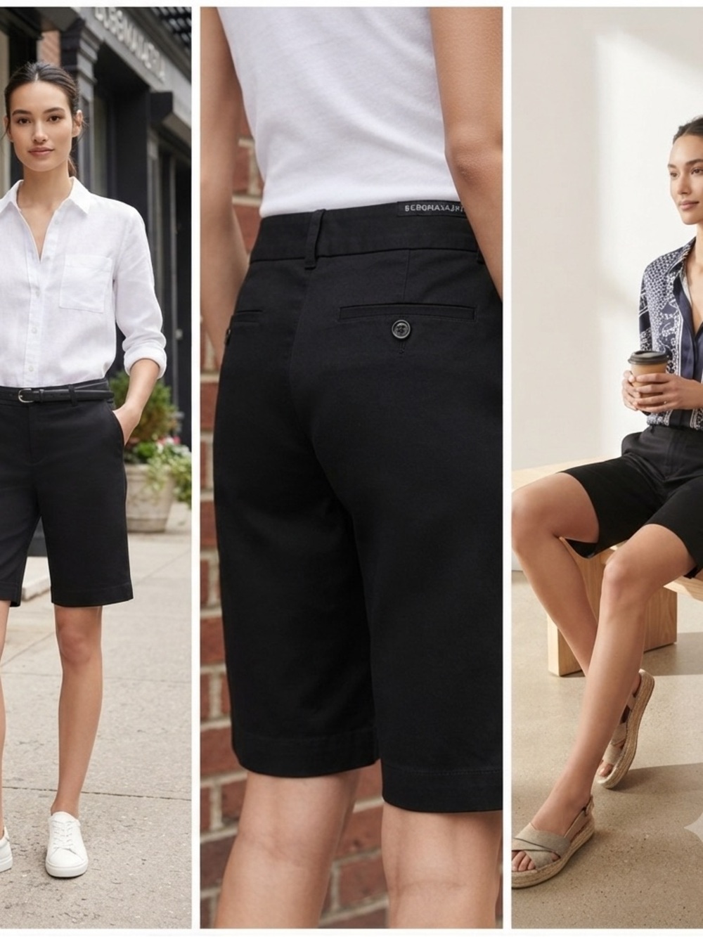 BCBGMaxAzria Black Bermuda Stretch Shorts
